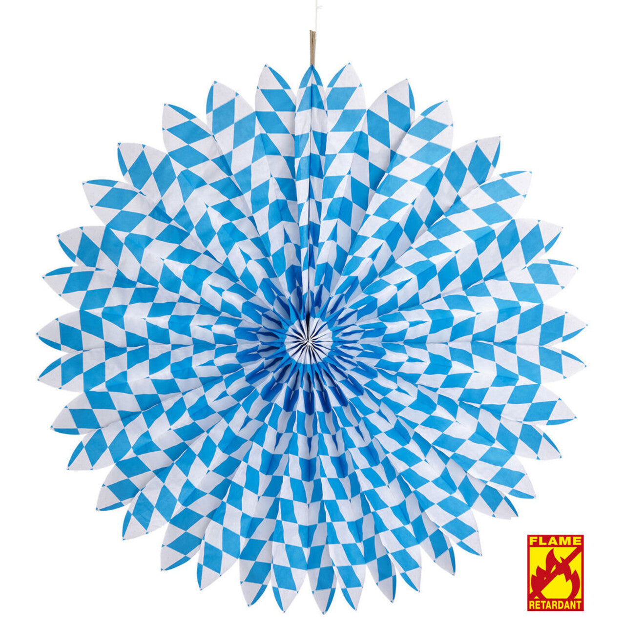 Op deze afbeelding zie je een Decoratie, van het merk Widmann. Feestelijke Papieren Waaier Wit / Blauw