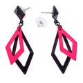 70er Neon-Rauten Ohrringe Schwarz / Pink