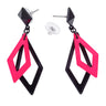 70er Neon-Rauten Ohrringe Schwarz / Pink
