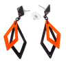 Retro Neon-Rautenohrringe 70er, Schwarz-Orange