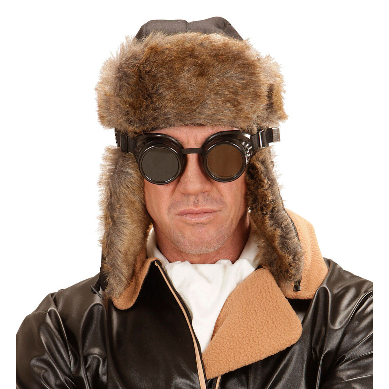 Op deze afbeelding zie je een Accessoires, van het merk Widmann. Dubbeldekker Bril Vliegenier Met Meerdere Lenzen