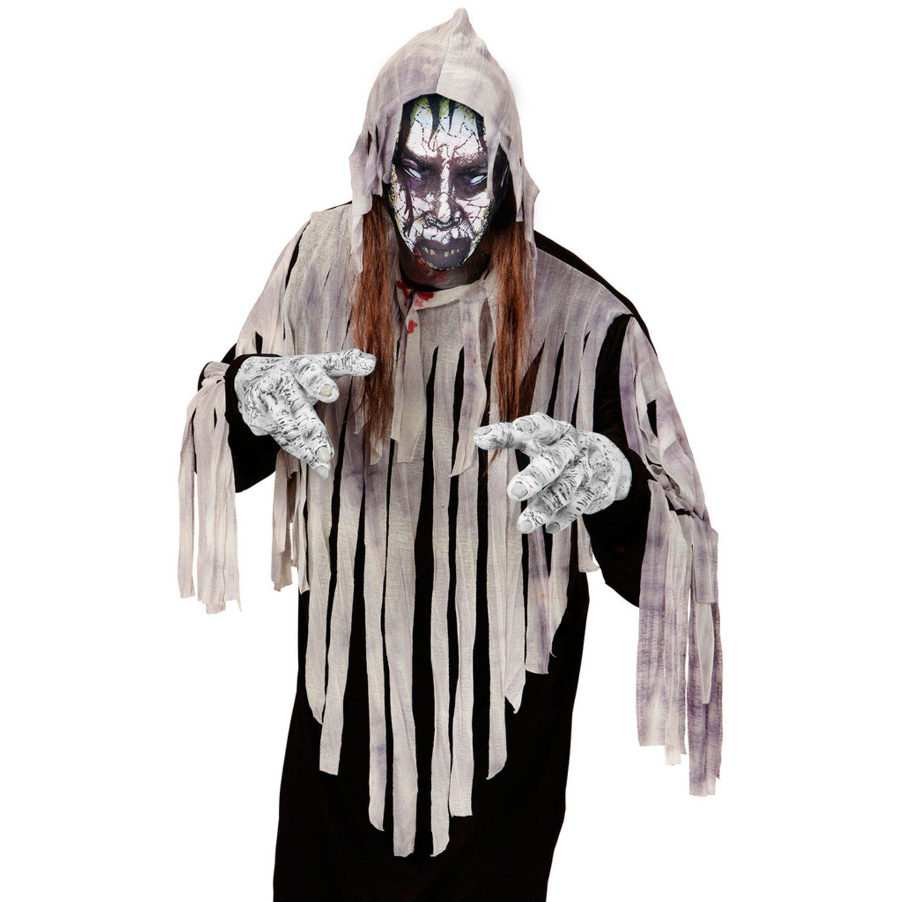 Op deze afbeelding zie je een Accessoires, van het merk Widmann. Aangenaam Stoffen Hoofdmasker Zombie