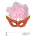 Überschwängliche Augenmaske Rosa Mit Gold Und Federn