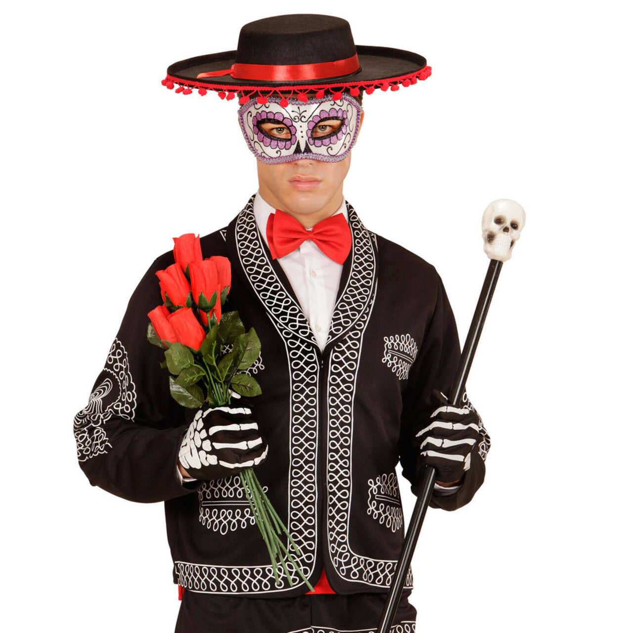 Op deze afbeelding zie je een Accessoires, van het merk Widmann. Mexicaans Oogmasker Dia De Los Muertos Zwart & Paars