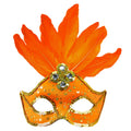 Samba Augenmaske Brasilien Mit Federn Und Perlen, Neonorange