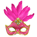 Samba Augenmaske Brasilien Mit Federn Und Perlen, Neonpink
