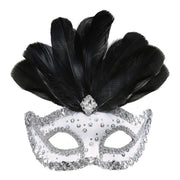 Op deze afbeelding zie je een Accessoires, van het merk Widmann. Samba Oogmasker Rialto Wit Met Pailletten En Veren