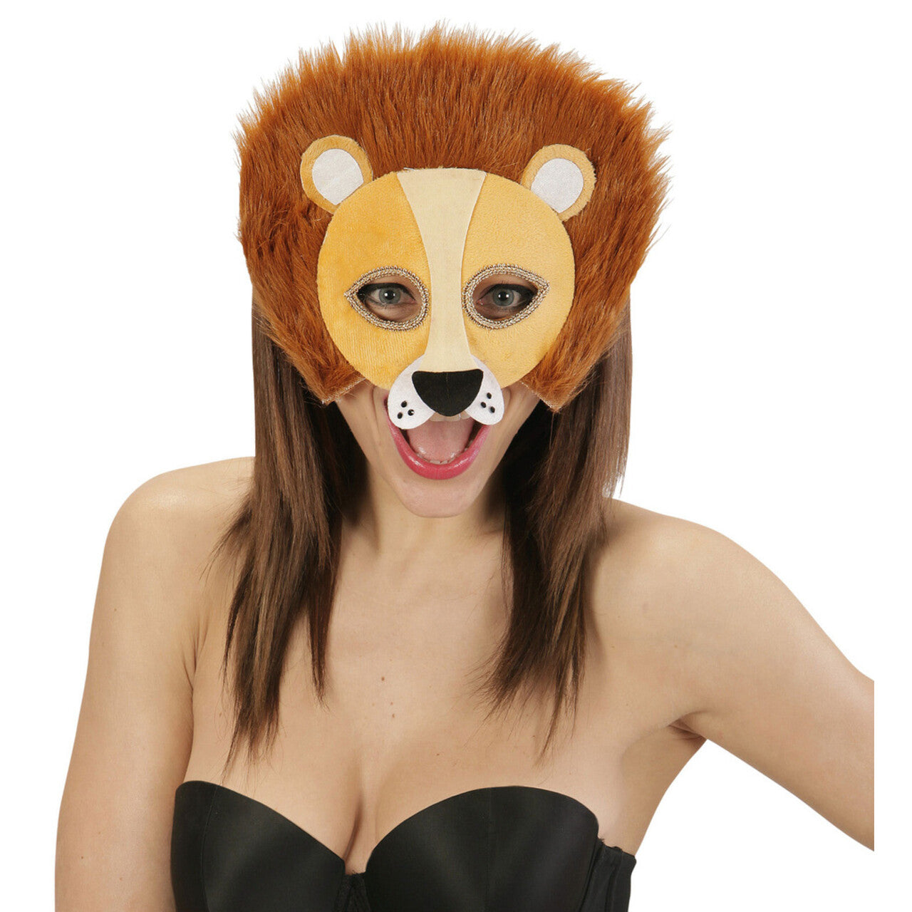 Op deze afbeelding zie je een Accessoires, van het merk Widmann. Lief Pluche Oogmasker, Leeuw