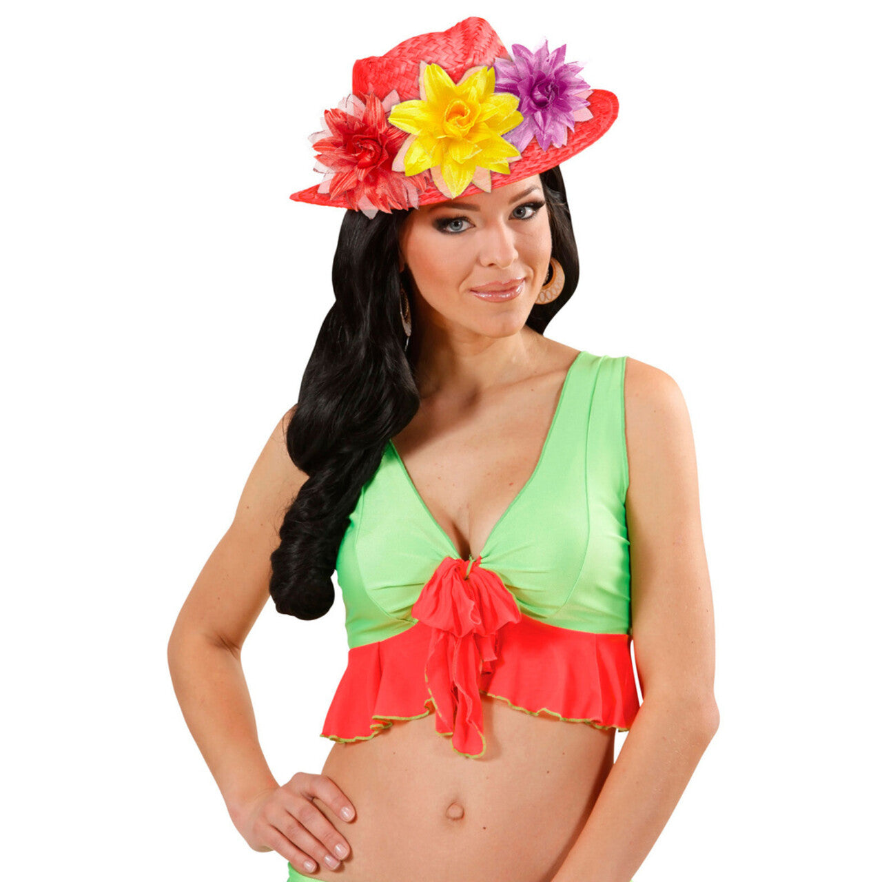 Op deze afbeelding zie je een Accessoires, van het merk Widmann. Tropische Haarclip Bloem Met Glitter, Geel