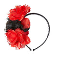 Glitzerndes Flamenco-Haarband Mit Roten Und Schwarzen Rosen