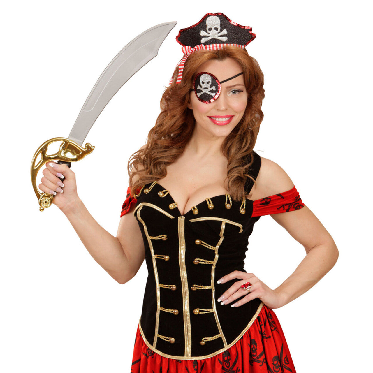 Op deze afbeelding zie je een Accessoires, van het merk Widmann. Snelle Set Mini Piratenhoedje Met Ooglapje