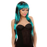 Cruella Deville Perücke, Modestreifen Schwarz / Blau