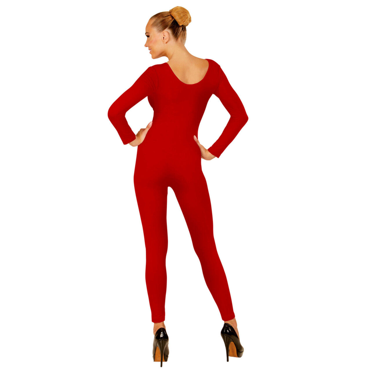 Op deze afbeelding zie je een Kostuums, van het merk Widmann. Unicolor Body Volwassen, Lang, Rood Vrouw Kostuum