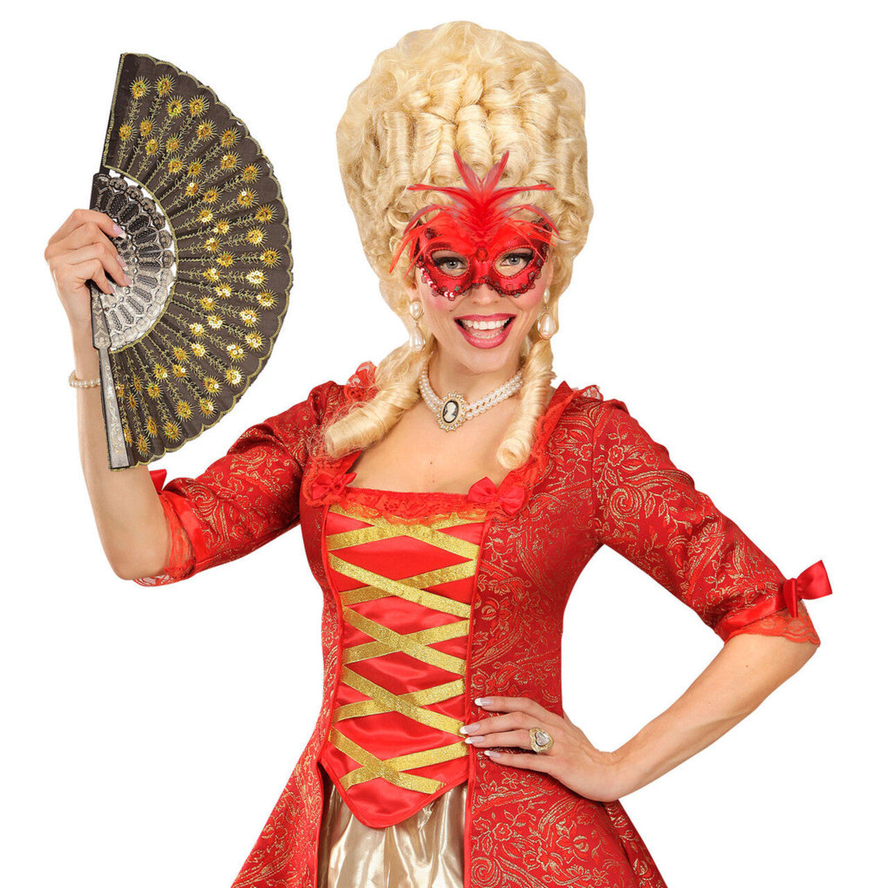 Op deze afbeelding zie je een Accessoires, van het merk Widmann. Koninklijk Oogmasker, Barones Metallic Rood