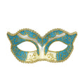 Luxus -Augenmaske Hertogin, Azure / Gold Glitter