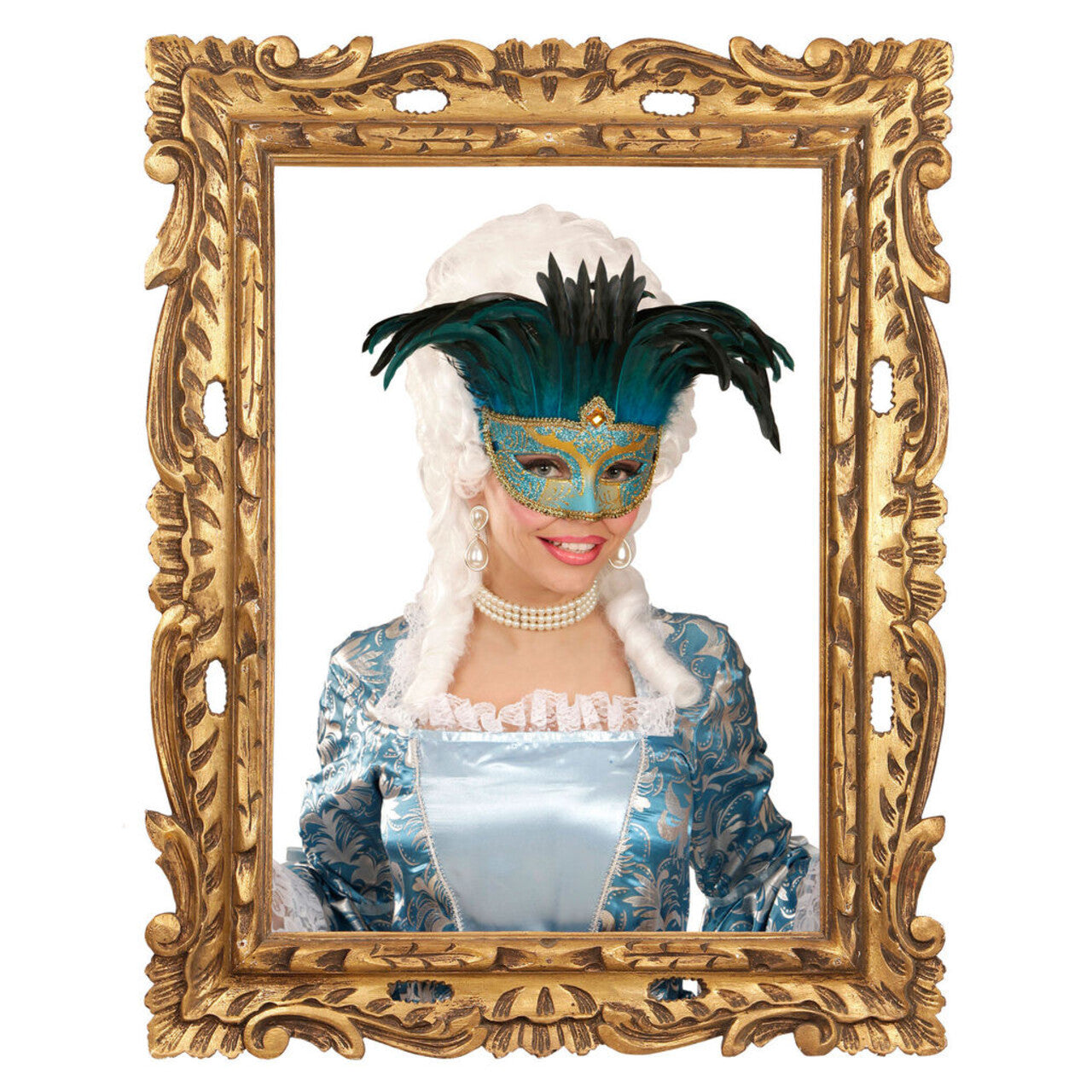 Op deze afbeelding zie je een Accessoires, van het merk Widmann. Veren Masker Countess Met Glitters En Veren, Blauw
