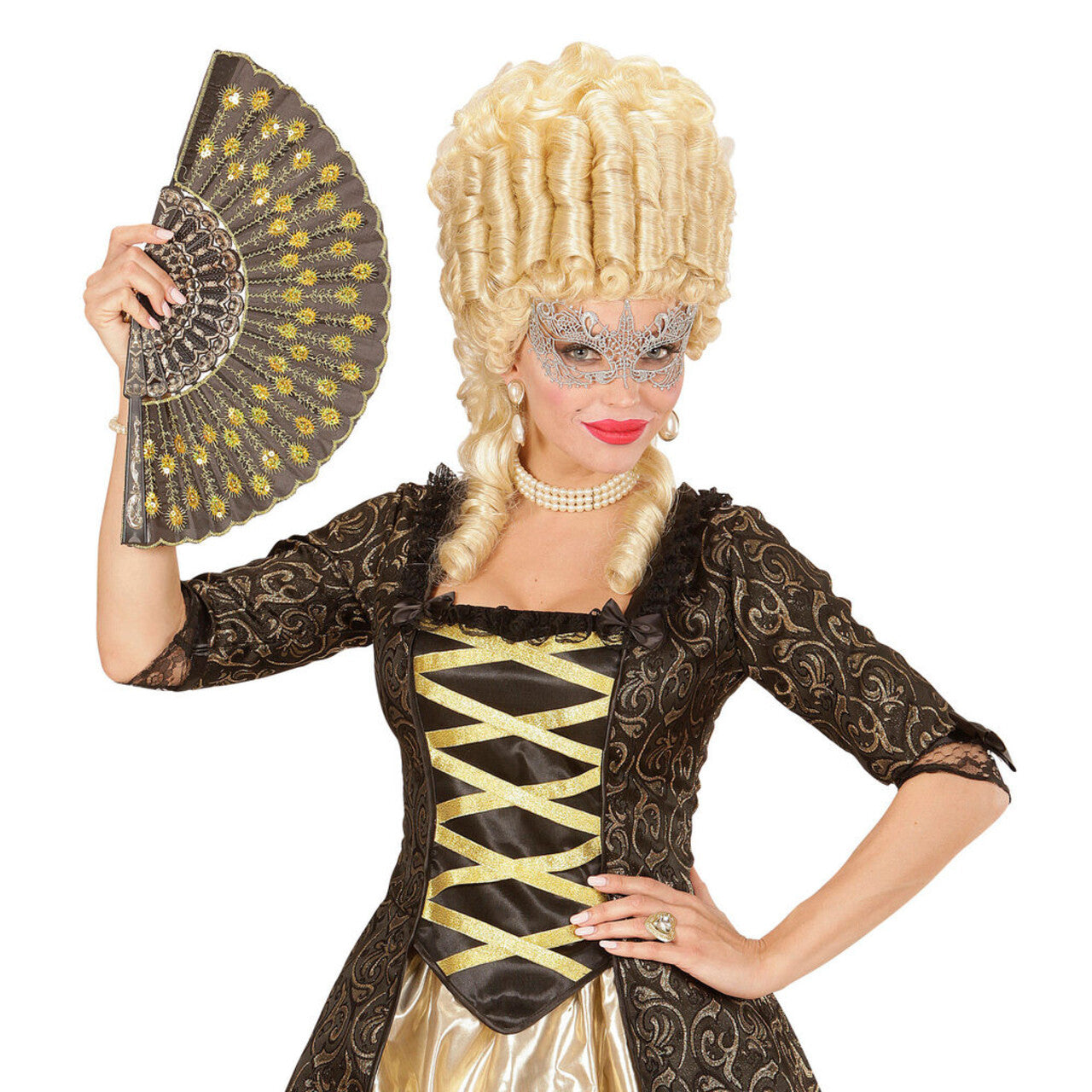 Op deze afbeelding zie je een Accessoires, van het merk Widmann. Fantasia Oogmasker, Kant Metallic Ivoor