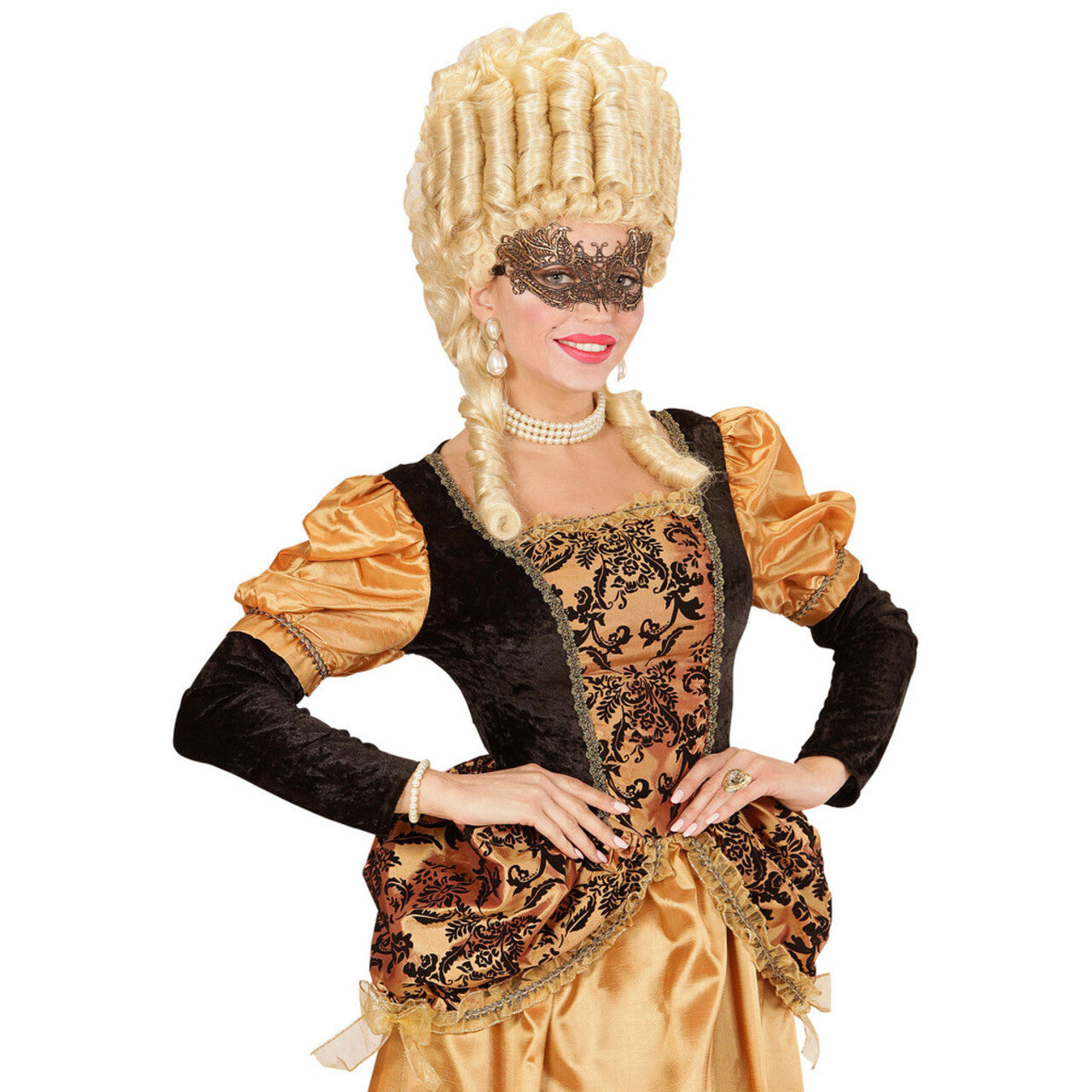 Op deze afbeelding zie je een Accessoires, van het merk Widmann. Fantasia Oogmasker Kant, Antiek Goud