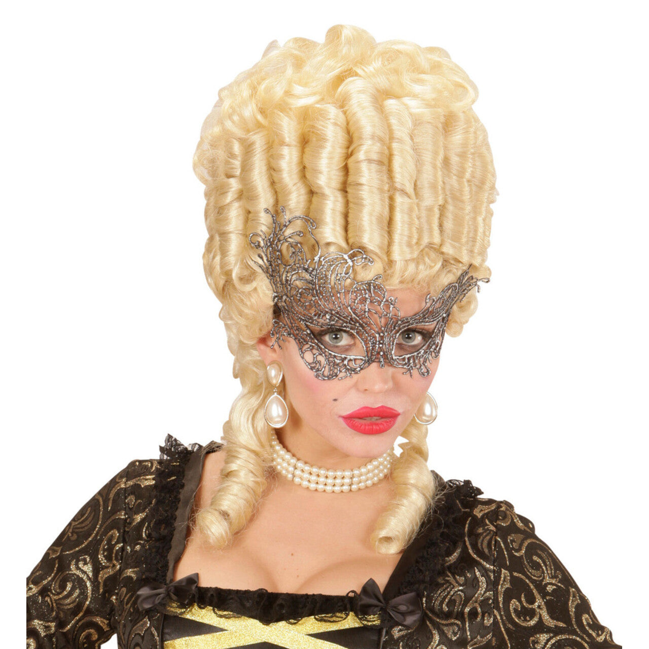 Op deze afbeelding zie je een Accessoires, van het merk Widmann. Fantasia Oogmasker Kant, Antiek Zilver Barok