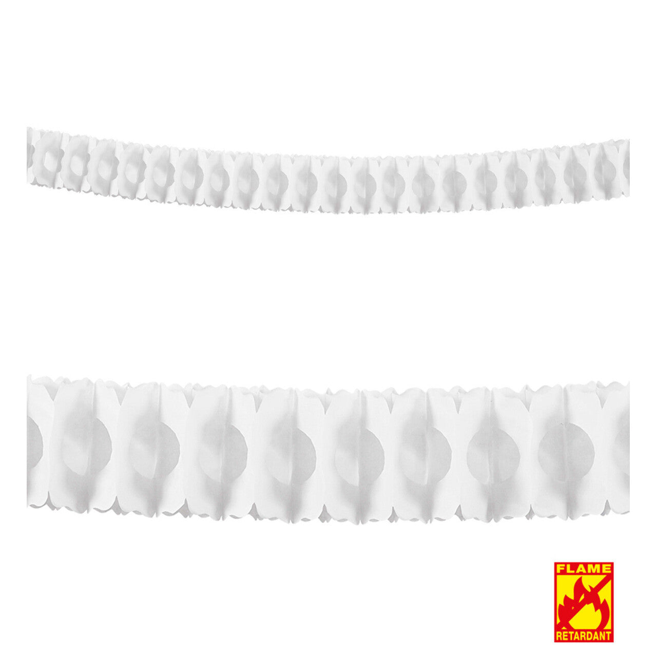 Op deze afbeelding zie je een Decoratie, van het merk Widmann. Vrolijke Slinger Wit 3,5 Meter Bv