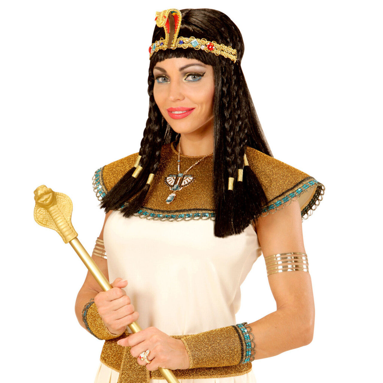 Op deze afbeelding zie je een Accessoires, van het merk Widmann. Egyptische Hoofdband Slang Met Stenen