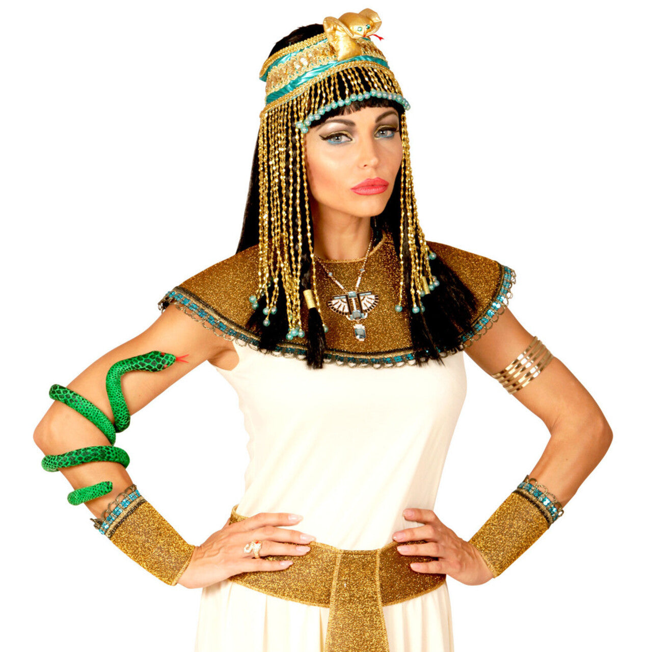 Op deze afbeelding zie je een Accessoires, van het merk Widmann. Cleopatra Bepareld Egyptisch Hoofdstuk