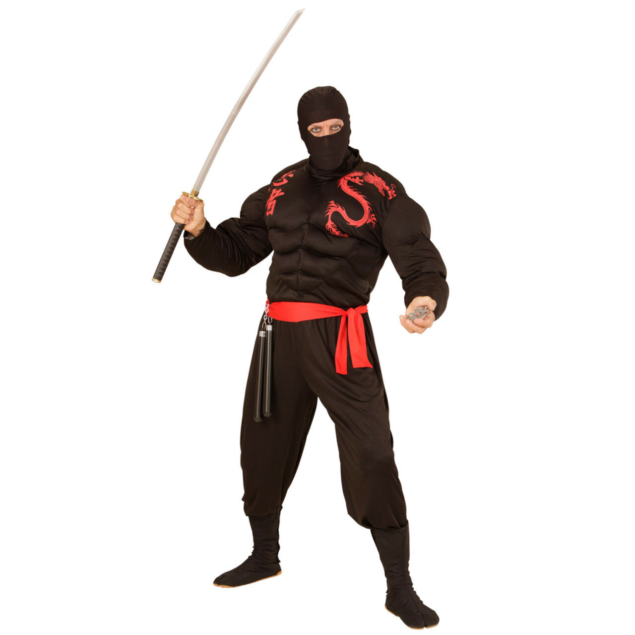 Op deze afbeelding zie je een Accessoires, van het merk Widmann. Zwart Ninja Masker, Volwassen