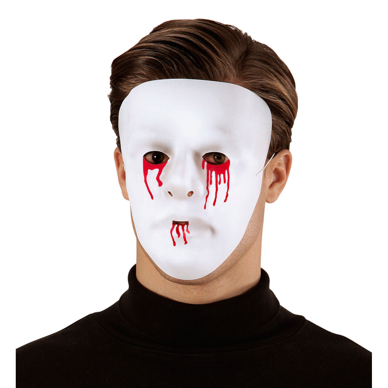 Op deze afbeelding zie je een Accessoires, van het merk Widmann. Masker, Bloedende Ogen En Mond Witte Zombie