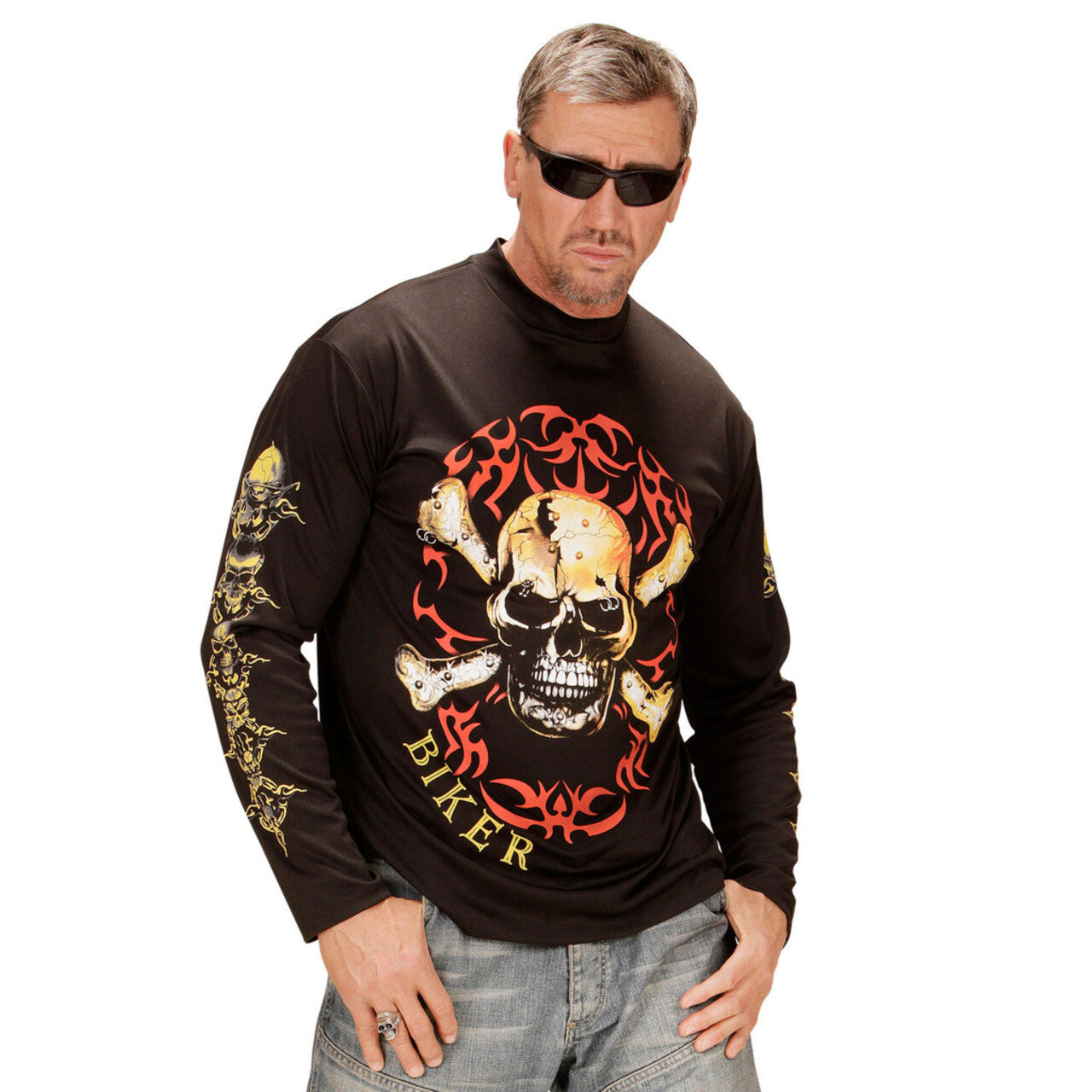 Op deze afbeelding zie je een Kostuums, van het merk Widmann. Terror Mc Biker Shirt Man