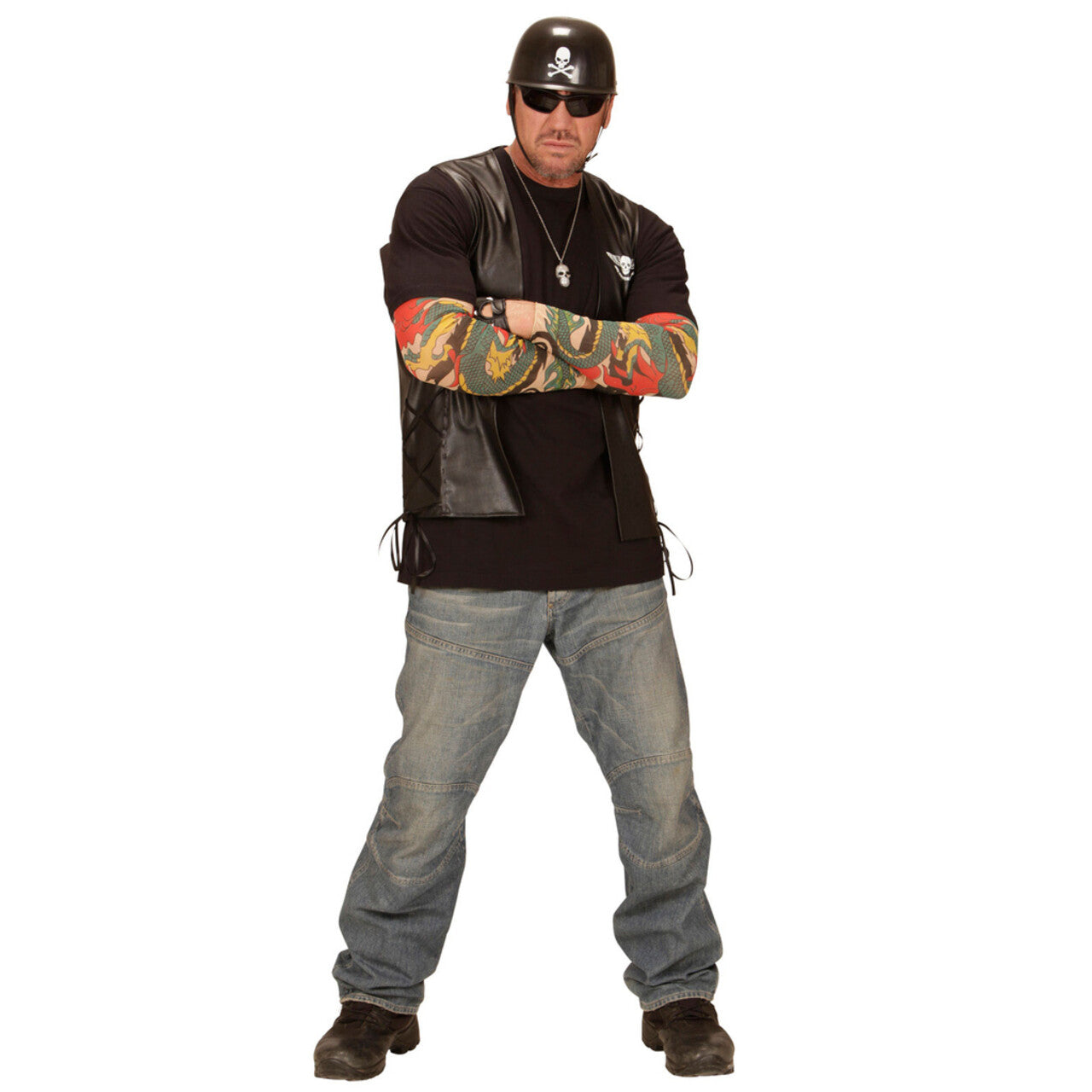 Op deze afbeelding zie je een Kostuums, van het merk Widmann. Terror Mc Lederlook Vest