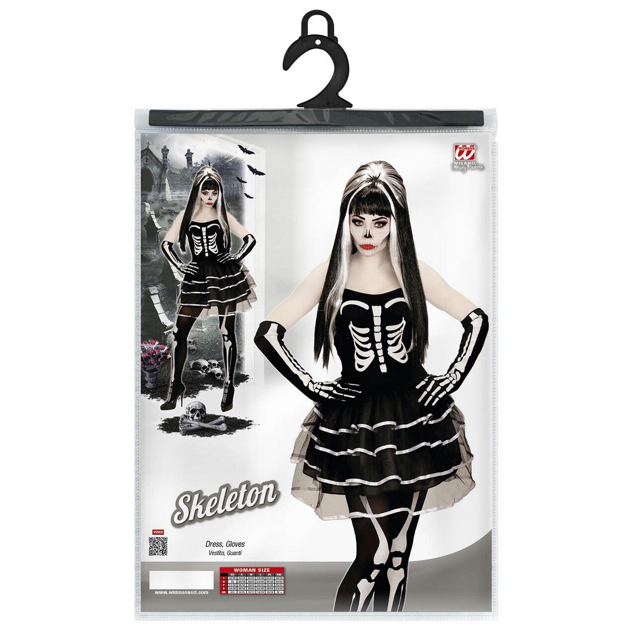Op deze afbeelding zie je een Kostuums, van het merk Widmann. Gothic Skelet Meisje Vrouw Kostuum