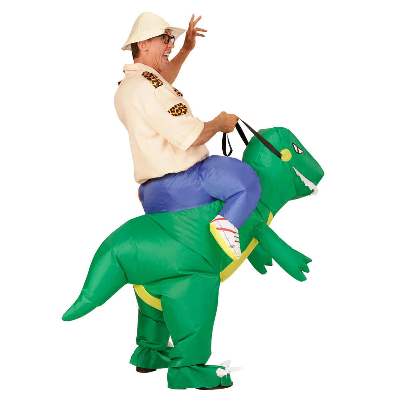 Op deze afbeelding zie je een Kostuums, van het merk Widmann. Hilarisch Opblaasbare Dinosaurus Volwassen Kostuum