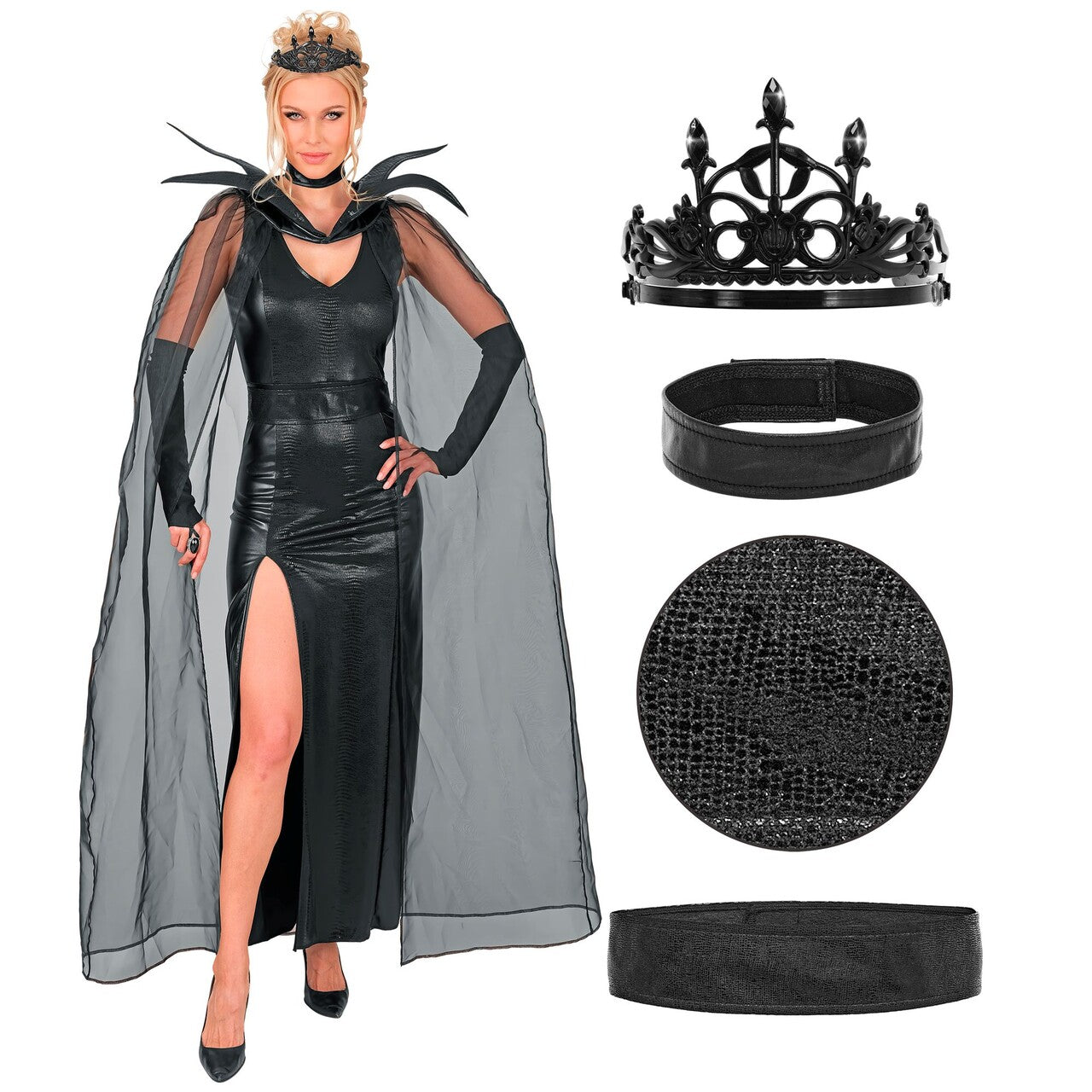 Op deze afbeelding zie je een Kostuums, van het merk Widmann. Dark Midnight Queen Vrouw Kostuum