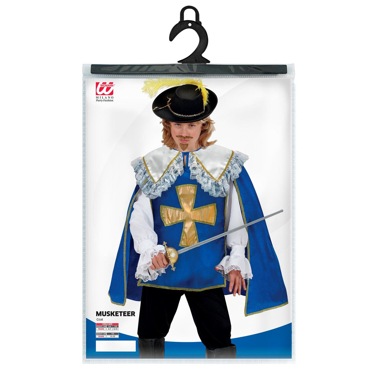 Op deze afbeelding zie je een Kostuums, van het merk Widmann. Blauwe Musketier Top Jongen