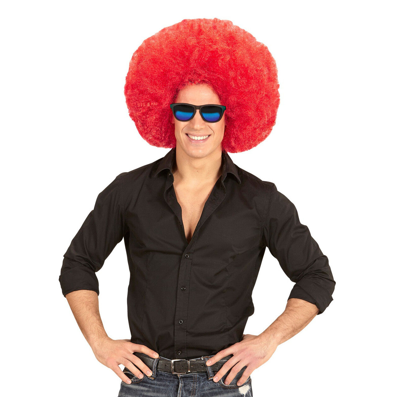 Op deze afbeelding zie je een Accessoires, van het merk Widmann. Soul Diva Pruik, Afro Extra Groot Rood