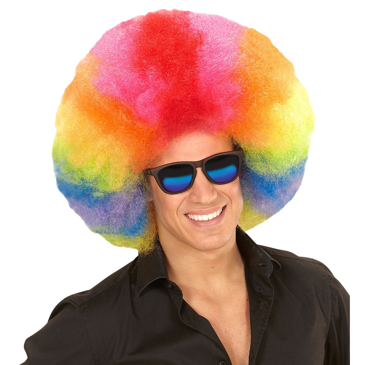 Op deze afbeelding zie je een Accessoires, van het merk Widmann. Soul Brother Pruik, Afro Extra Groot Meerkleurig