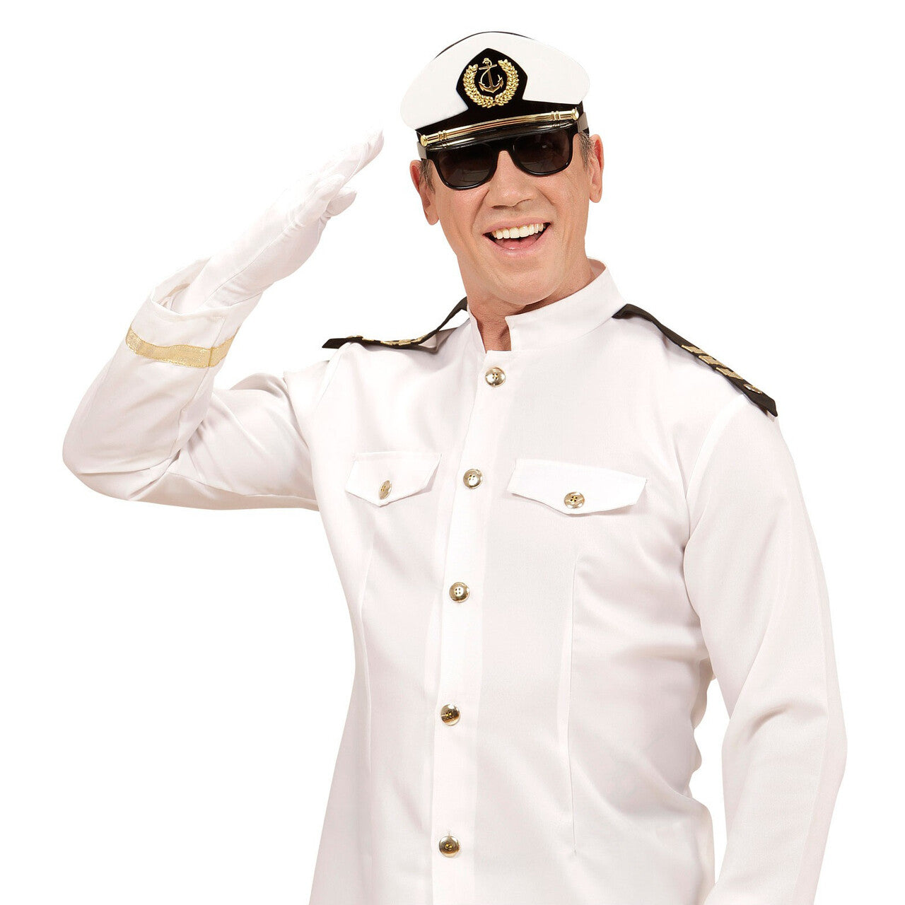 Op deze afbeelding zie je een Accessoires, van het merk Widmann. Captain Bril, Met Kapiteinspet