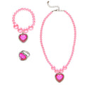 Prinzessin Halskette Armband Ring Strass Hart Rosa