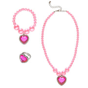 Op deze afbeelding zie je een Accessoires, van het merk Widmann. Prinses Ketting Armband Ring Strass Hart Roze