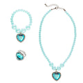Prinzessin Halskette, Armband, Ringstrass Hart Azure Blau