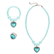 Op deze afbeelding zie je een Accessoires, van het merk Widmann. Prinses Ketting, Armband, Ring Strass Hart Azuur Blauw