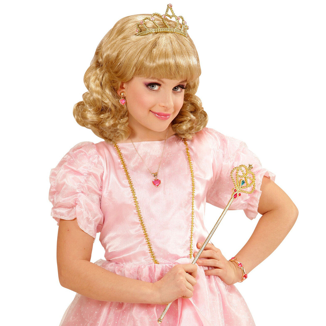 Op deze afbeelding zie je een Accessoires, van het merk Widmann. Prinses Ketting, Oorbellen Armband Goud