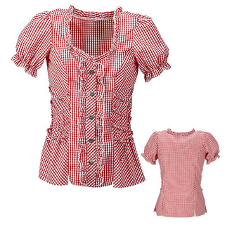 Bertha Alpenkaro-Bluse Rot Damen