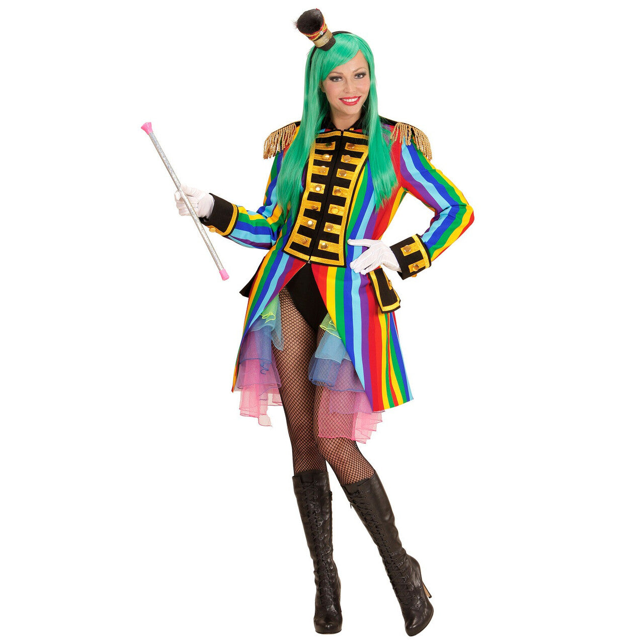Op deze afbeelding zie je een Kostuums, van het merk Widmann. Multicolor Frackjas Regenboog Vrouw