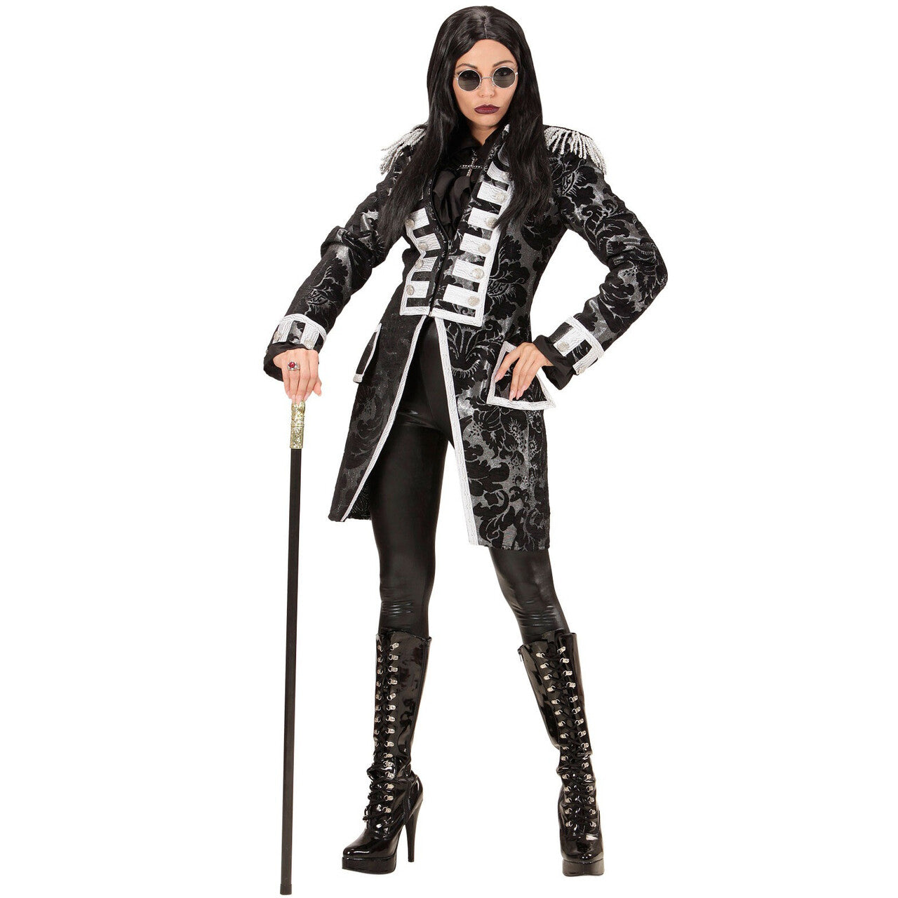 Op deze afbeelding zie je een Kostuums, van het merk Widmann. Royale Frackjas Zilver Vrouw