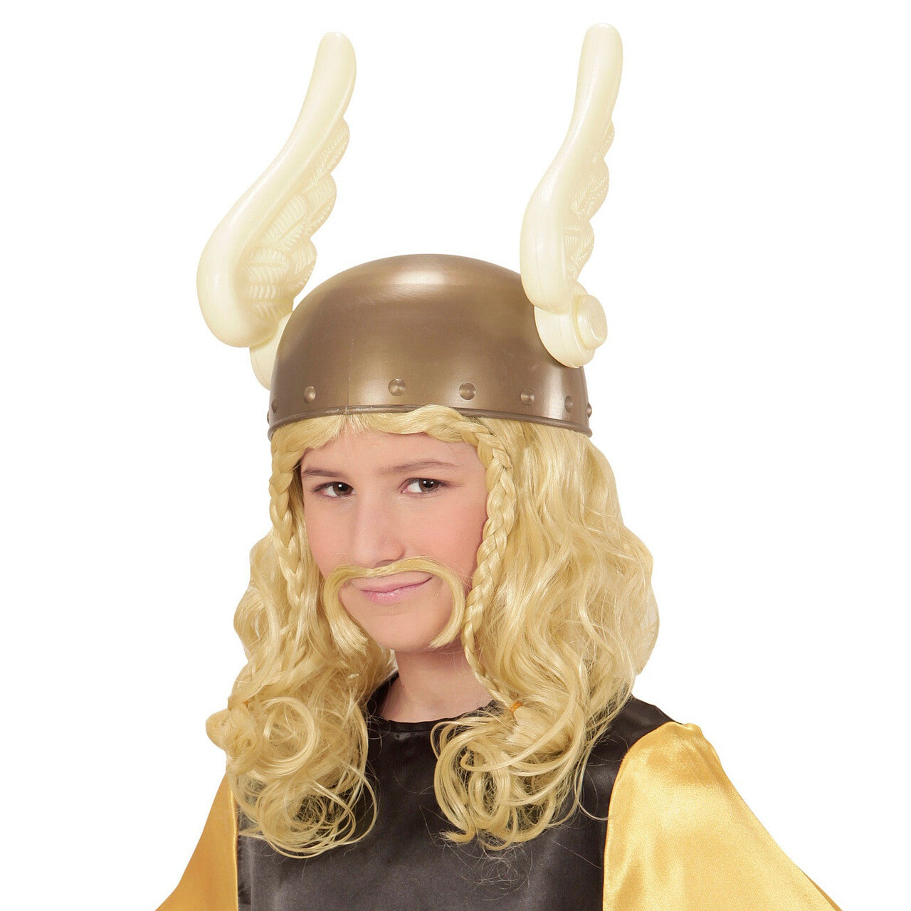 Op deze afbeelding zie je een Accessoires, van het merk Widmann. Viking Pruik, Kind Romein Met Snor
