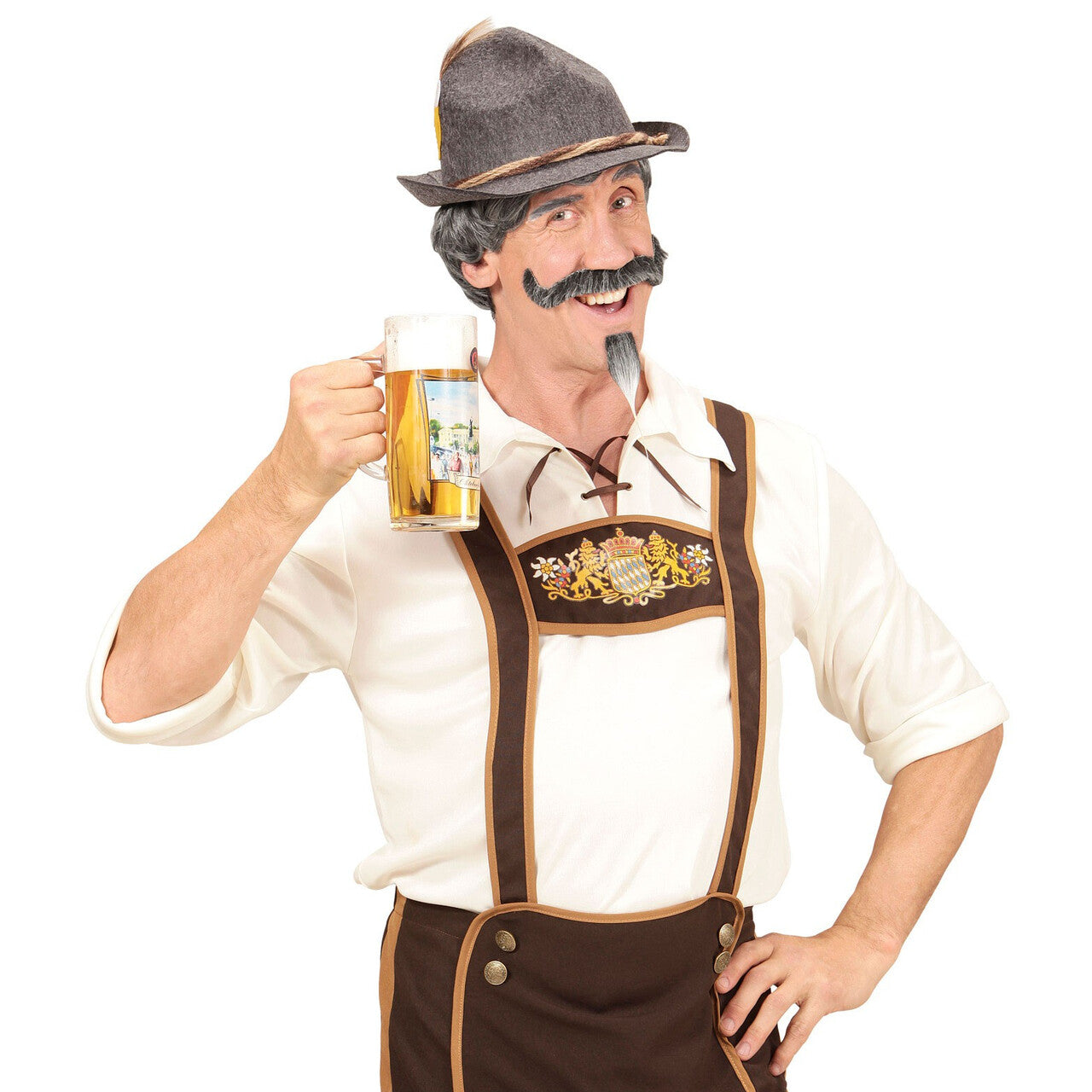 Op deze afbeelding zie je een Accessoires, van het merk Widmann. Pruik, Beierse Man Met Snor En Sik