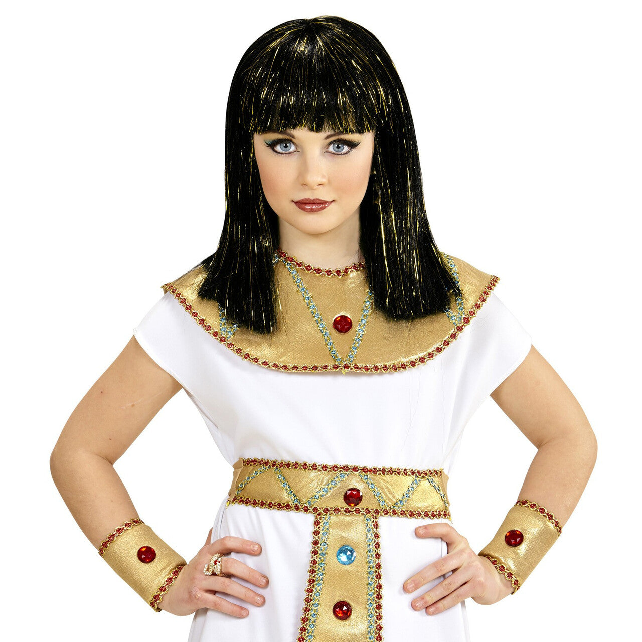 Op deze afbeelding zie je een Accessoires, van het merk Widmann. Cheops Pruik, Cleopatra Kind