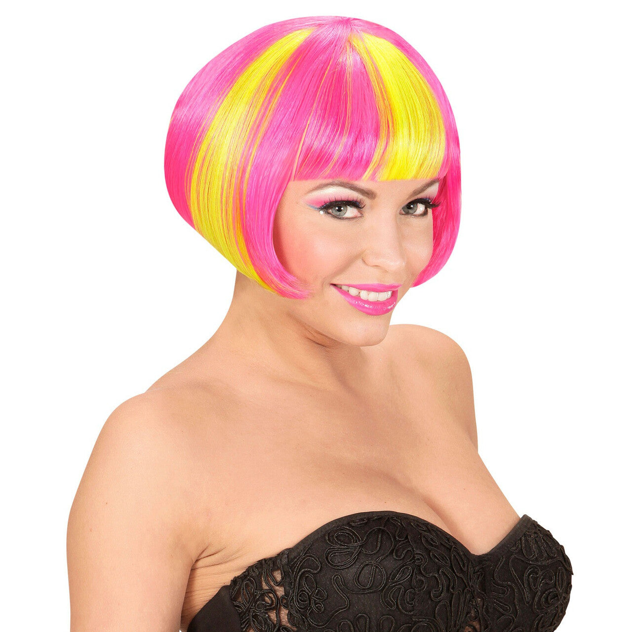 Op deze afbeelding zie je een Accessoires, van het merk Widmann. Bob Pruik, Valentina Neon Geel / Roze