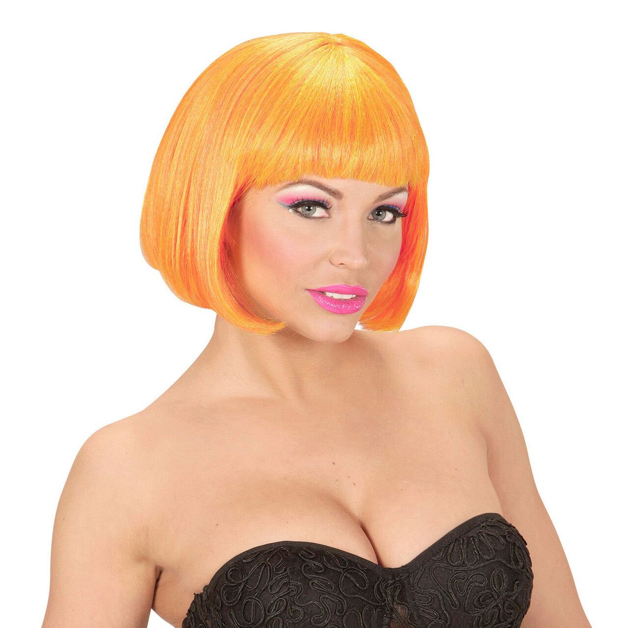 Op deze afbeelding zie je een Accessoires, van het merk Widmann. Bob Pruik, Valentina Neon Oranje / Geel Mix